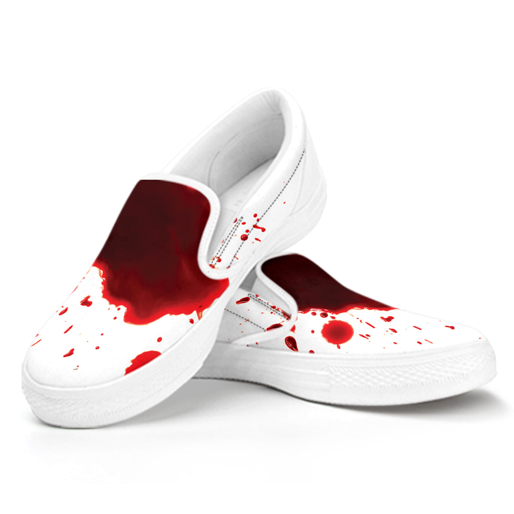 Blood Splashed Print White Slip On Shoes