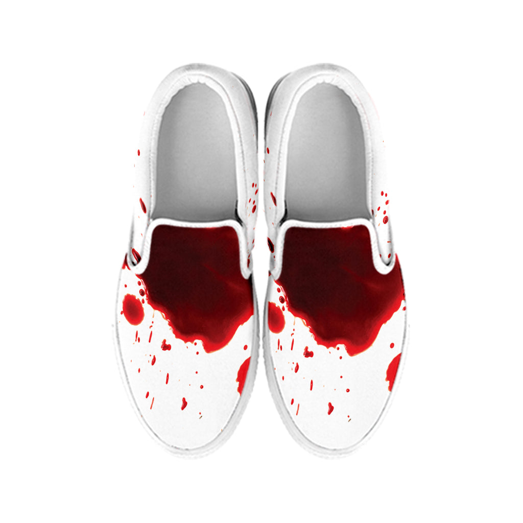 Blood Splashed Print White Slip On Shoes