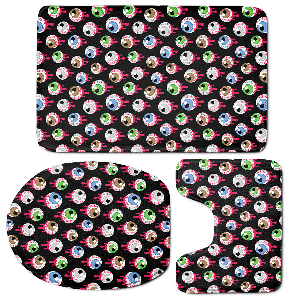 Bloody Eyeball Pattern Print 3 Piece Bath Mat Set