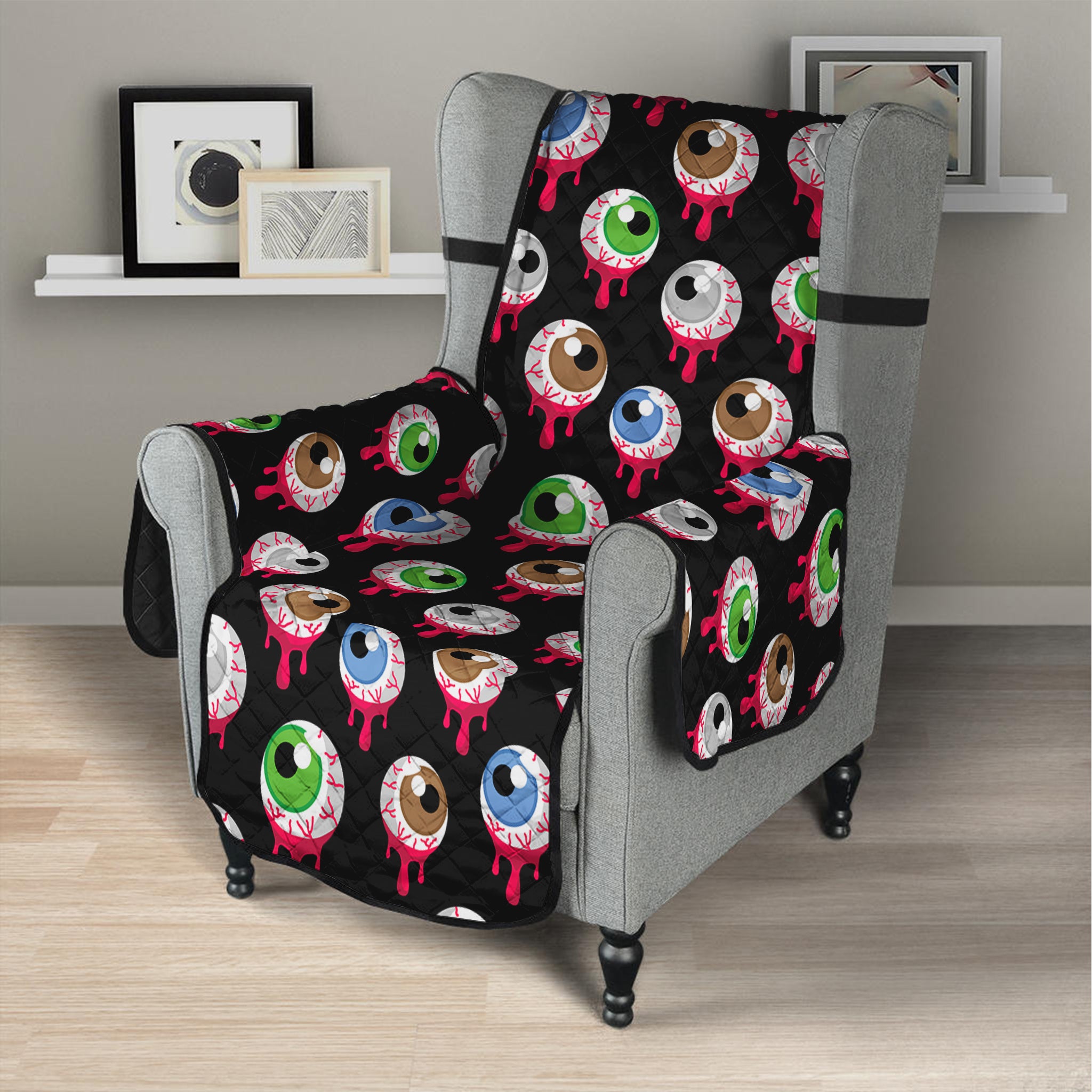 Bloody Eyeball Pattern Print Armchair Protector