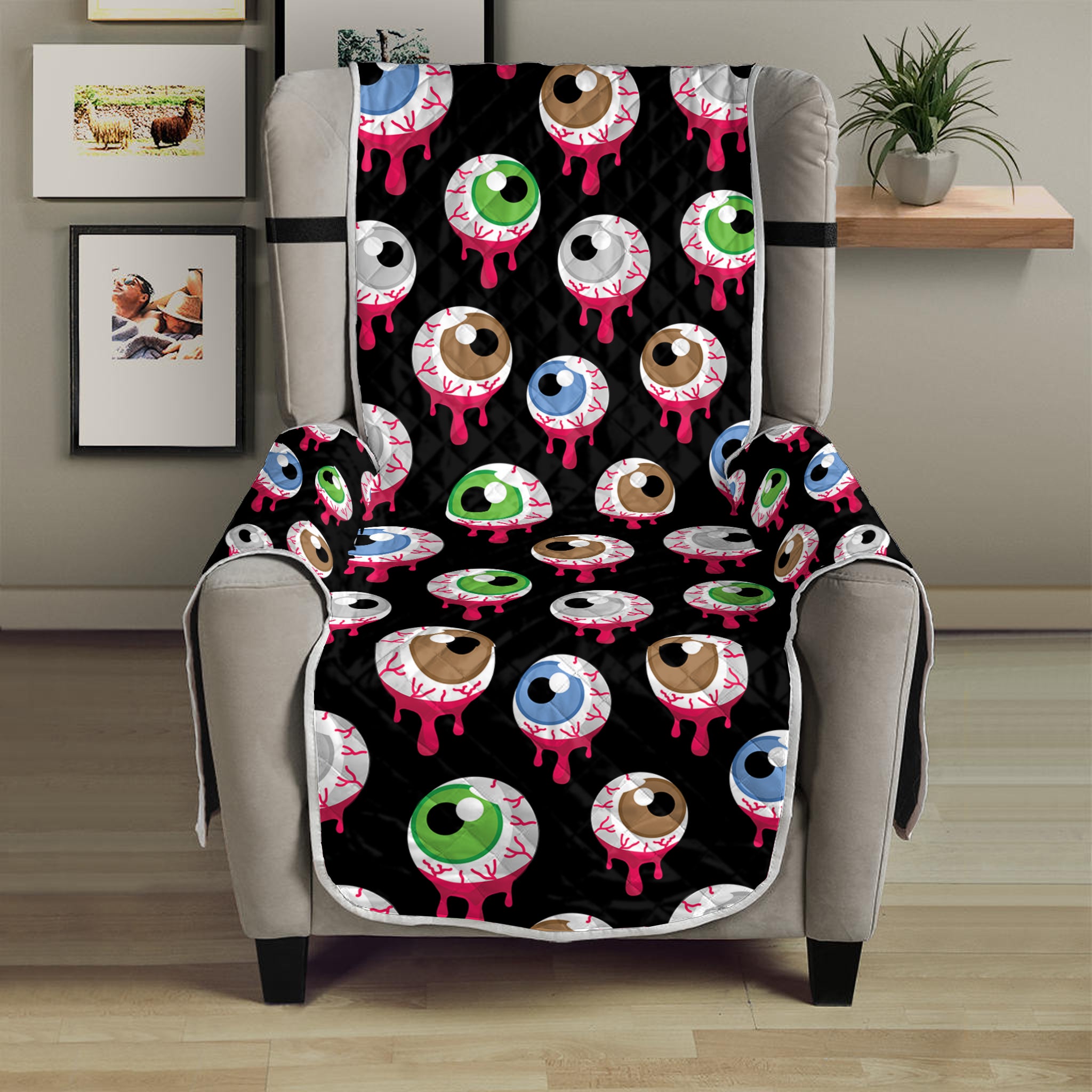 Bloody Eyeball Pattern Print Armchair Protector