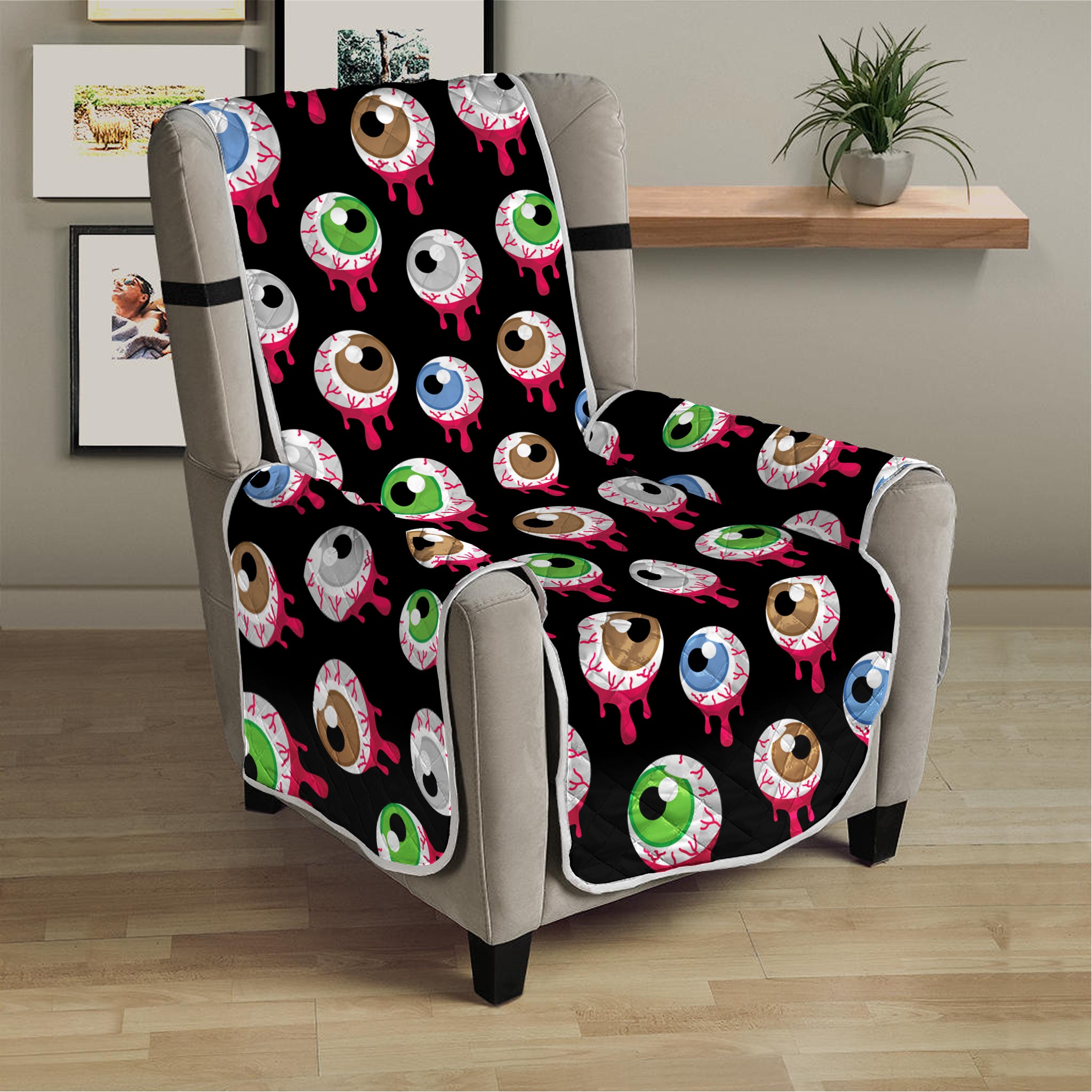 Bloody Eyeball Pattern Print Armchair Protector