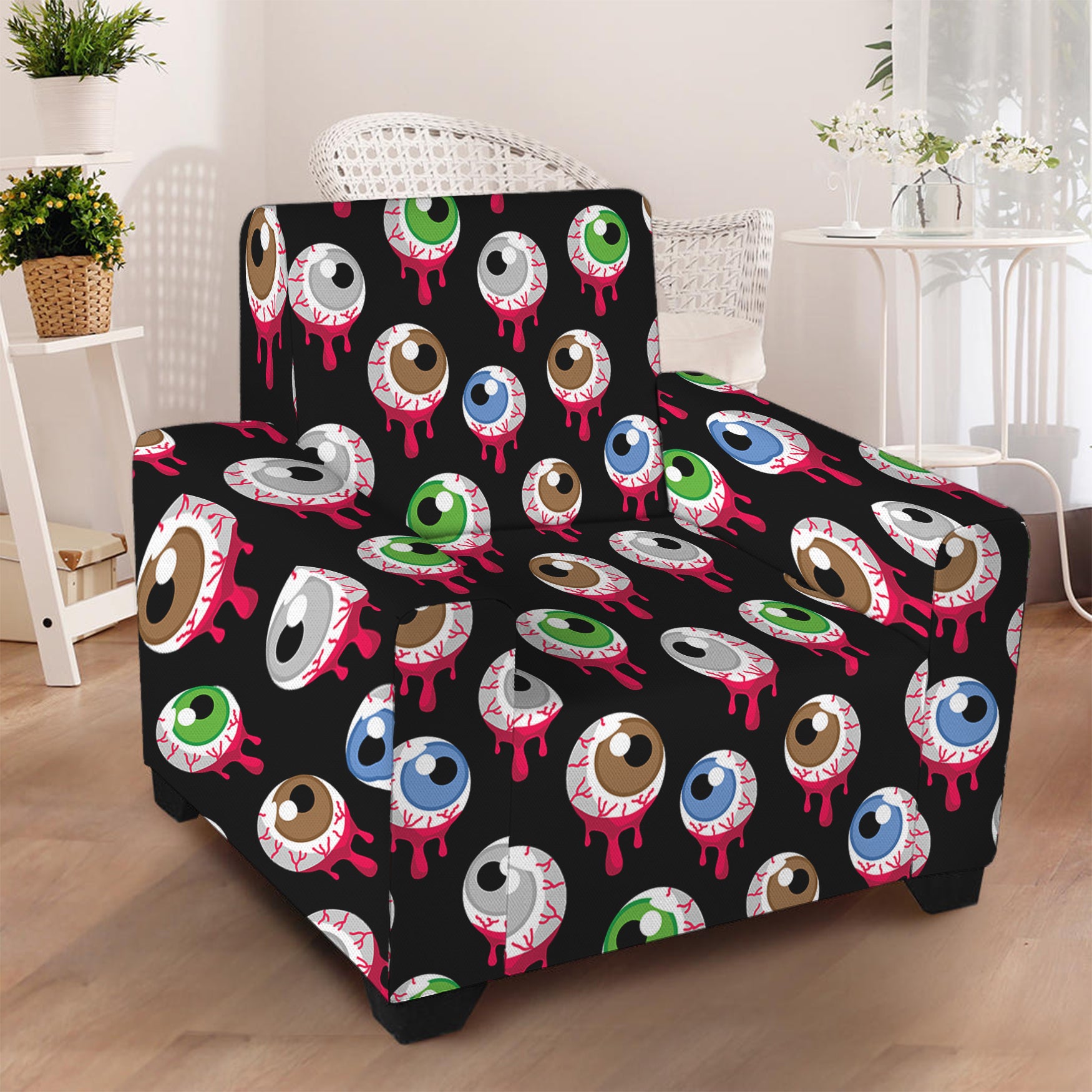 Bloody Eyeball Pattern Print Armchair Slipcover