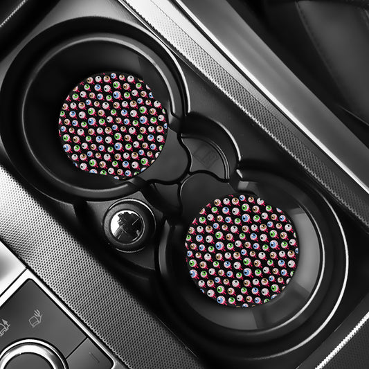 Bloody Eyeball Pattern Print Car Coasters