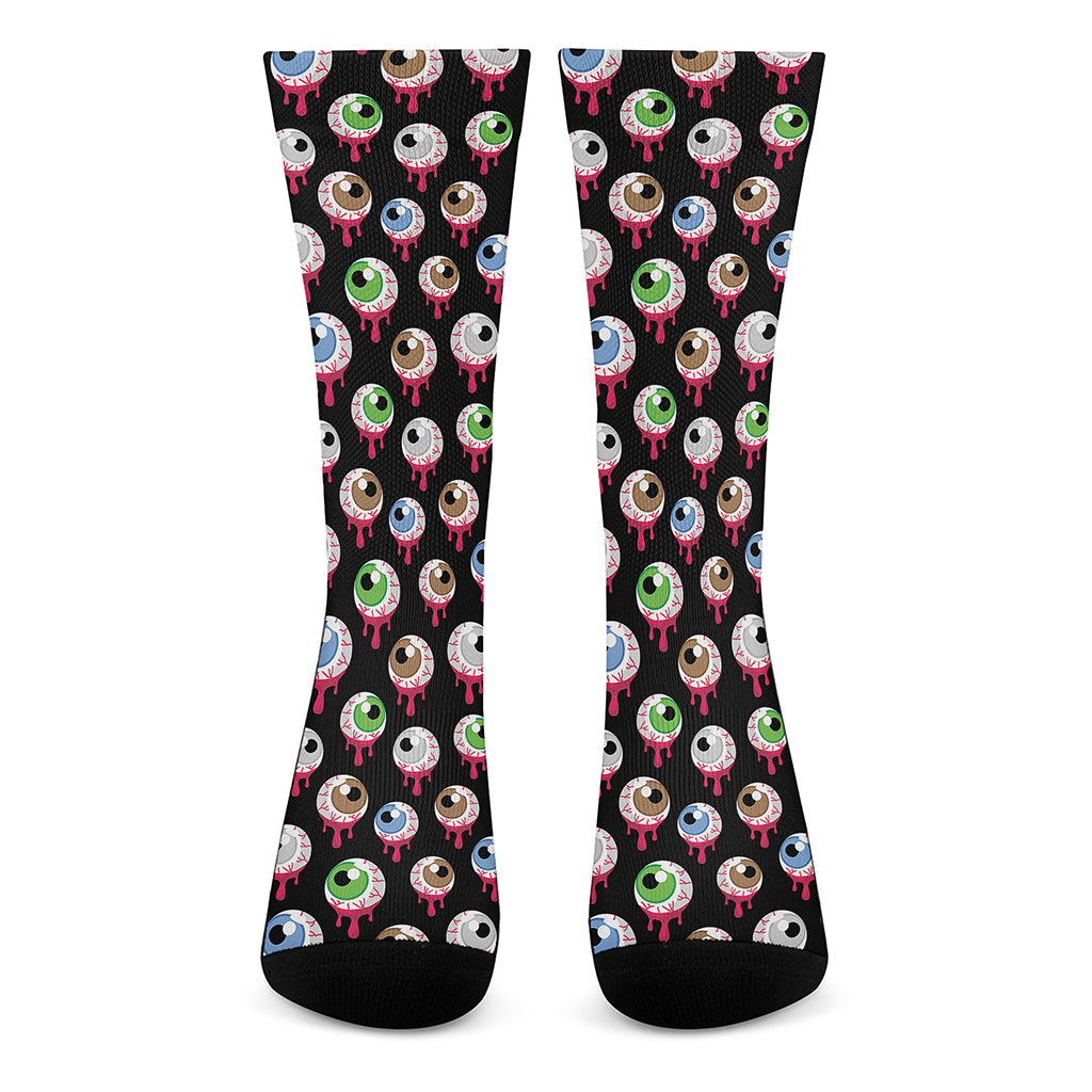 Bloody Eyeball Pattern Print Crew Socks