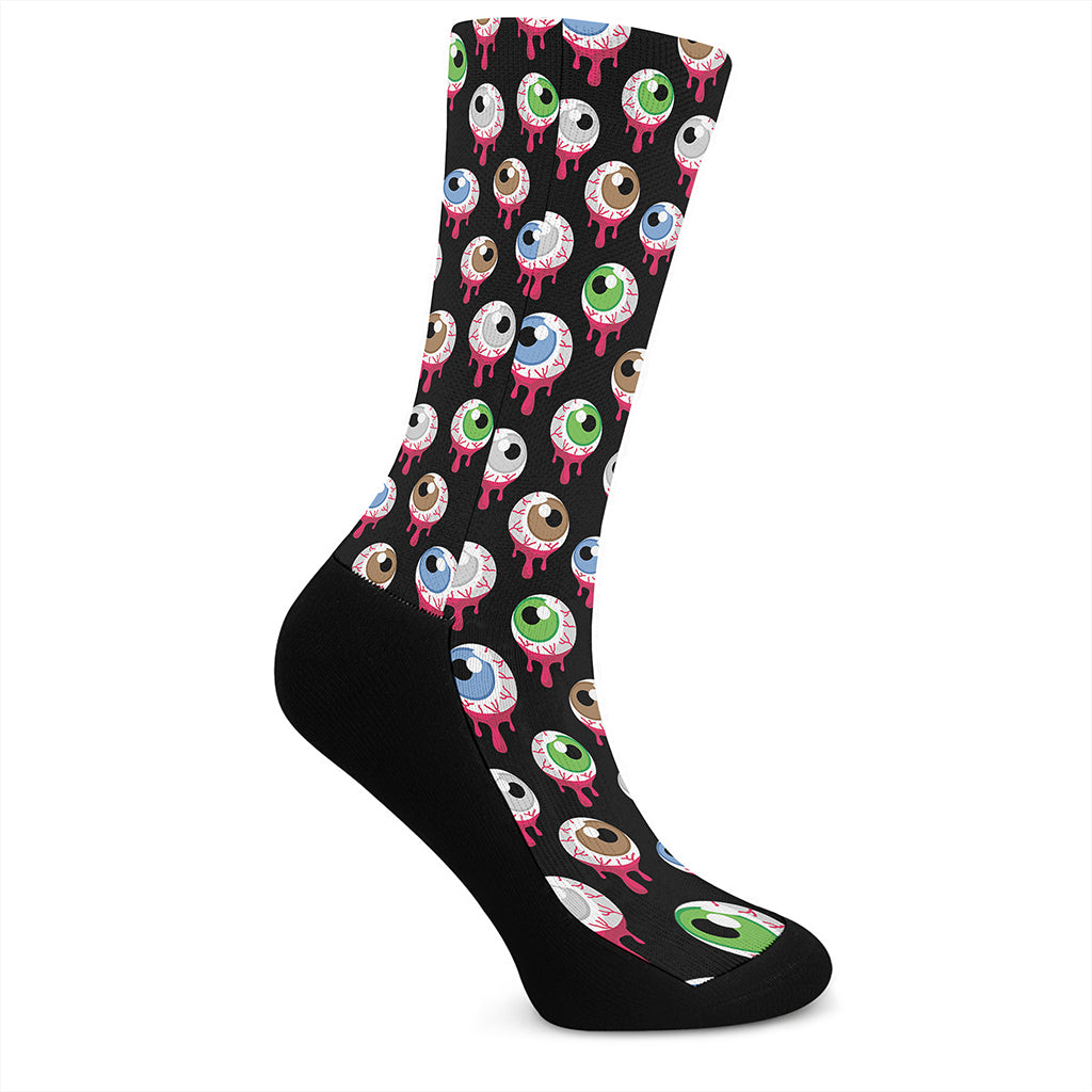 Bloody Eyeball Pattern Print Crew Socks