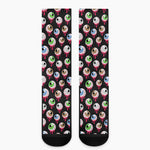 Bloody Eyeball Pattern Print Crew Socks