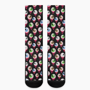 Bloody Eyeball Pattern Print Crew Socks