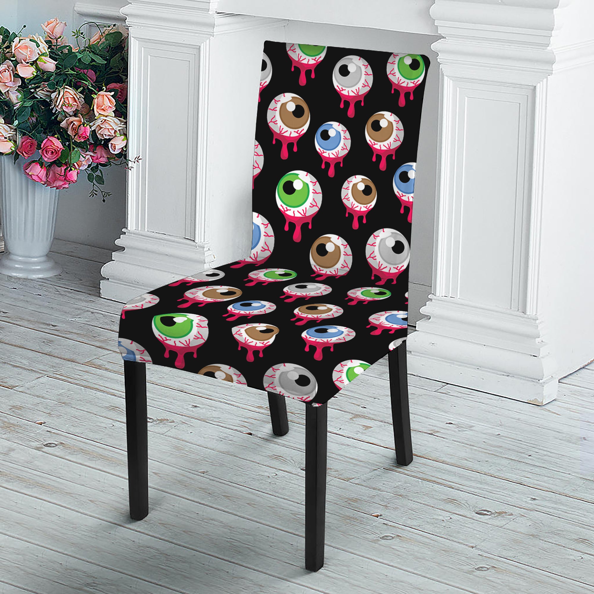 Bloody Eyeball Pattern Print Dining Chair Slipcover