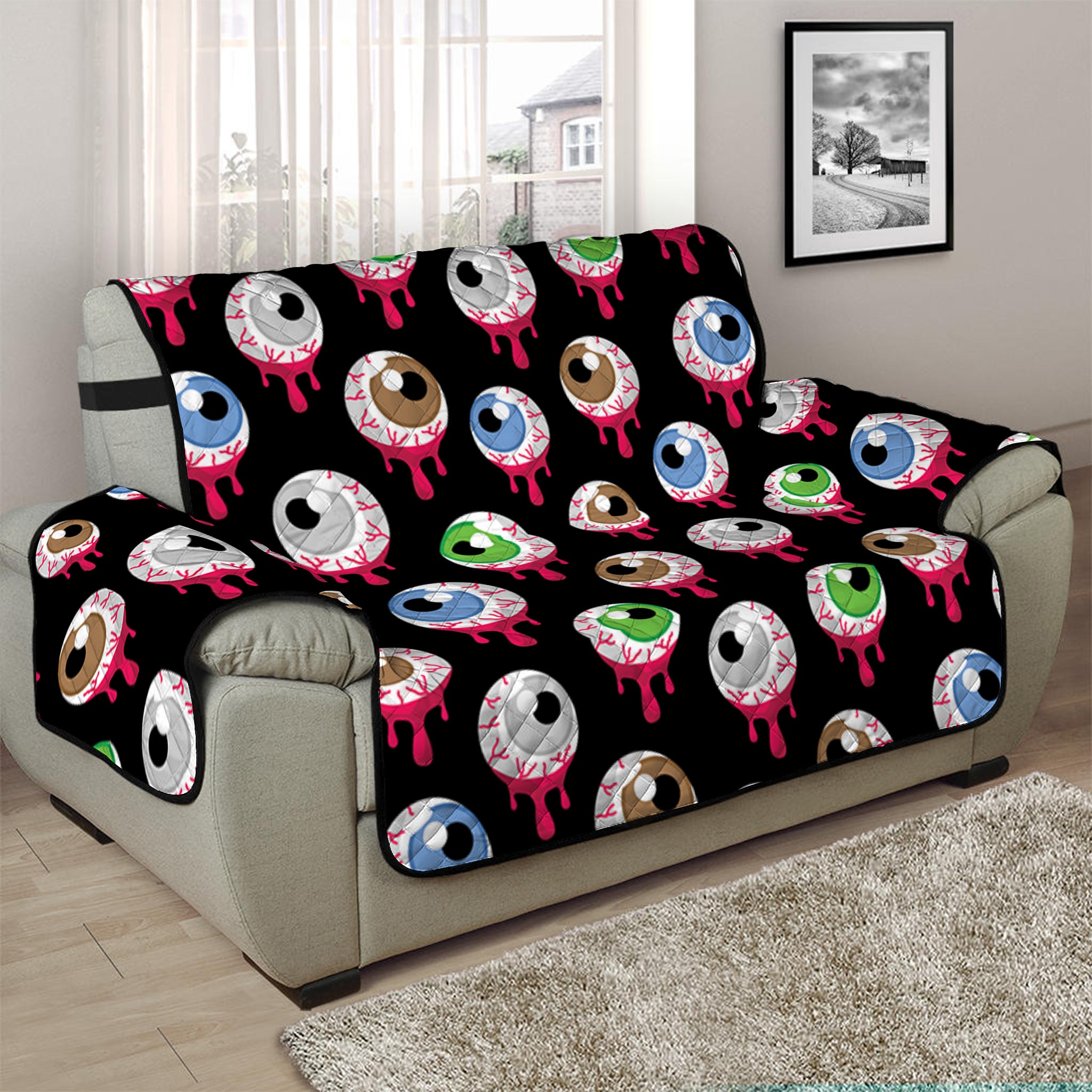 Bloody Eyeball Pattern Print Half Sofa Protector