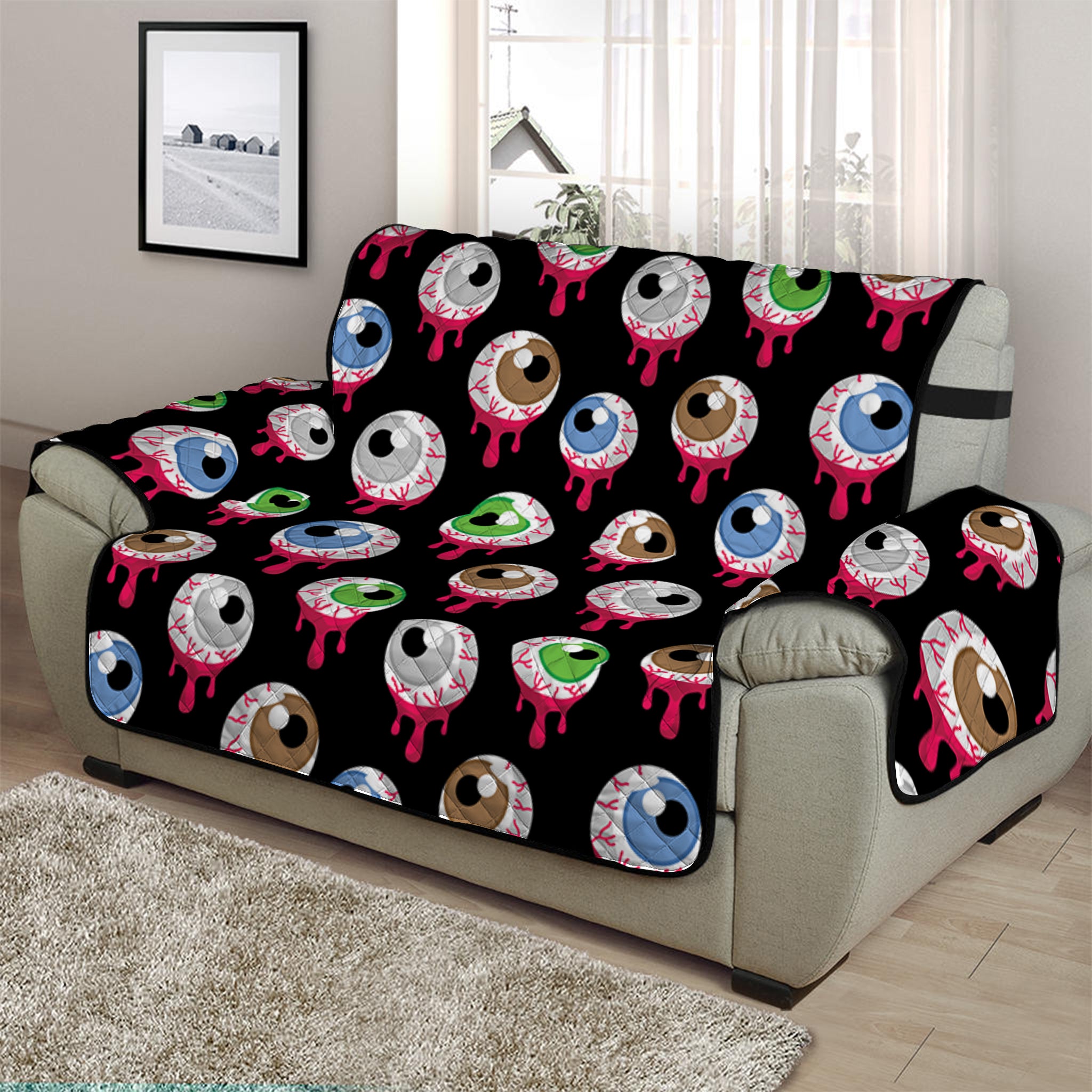 Bloody Eyeball Pattern Print Half Sofa Protector