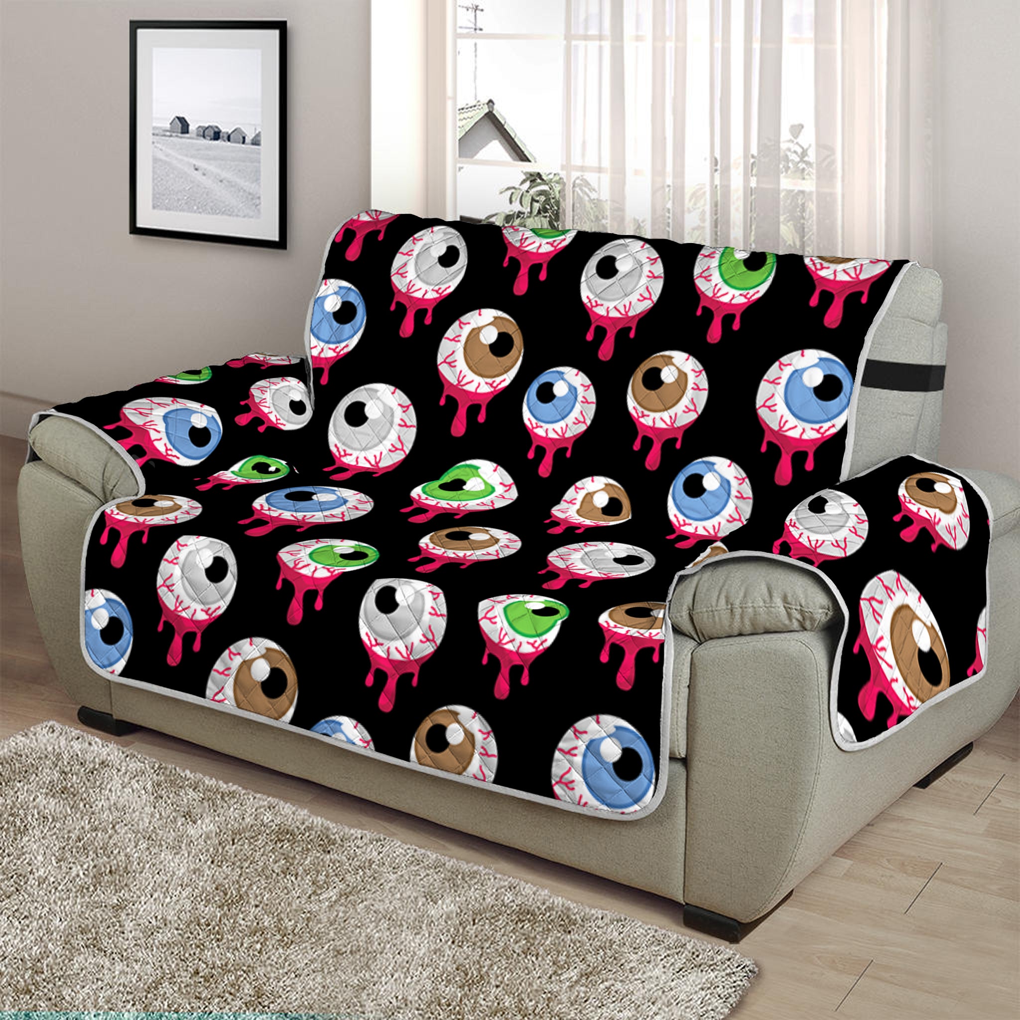 Bloody Eyeball Pattern Print Half Sofa Protector