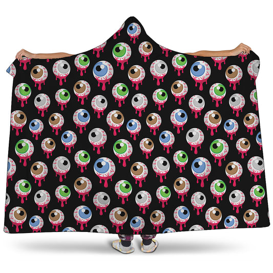 Bloody Eyeball Pattern Print Hooded Blanket
