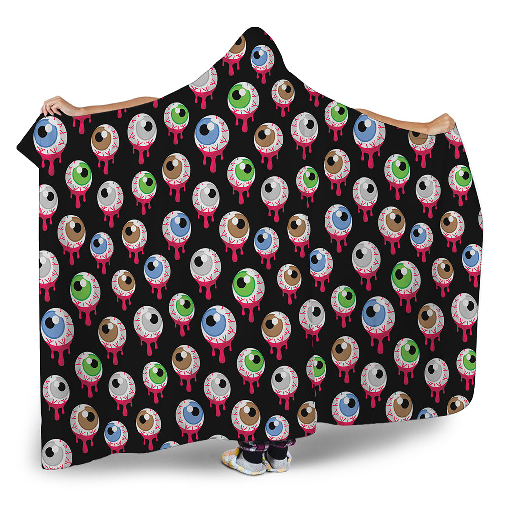 Bloody Eyeball Pattern Print Hooded Blanket