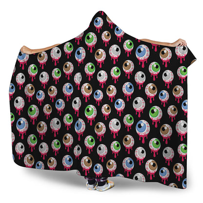 Bloody Eyeball Pattern Print Hooded Blanket
