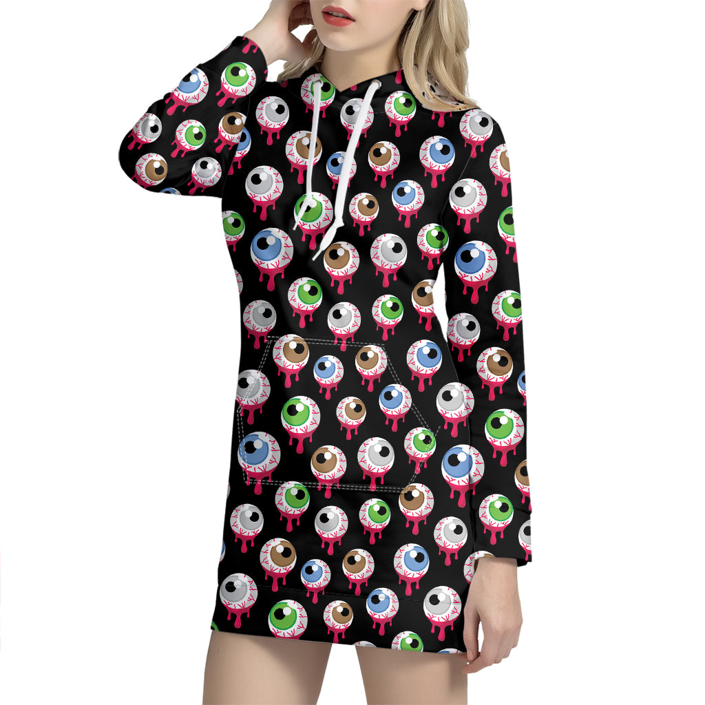 Bloody Eyeball Pattern Print Hoodie Dress