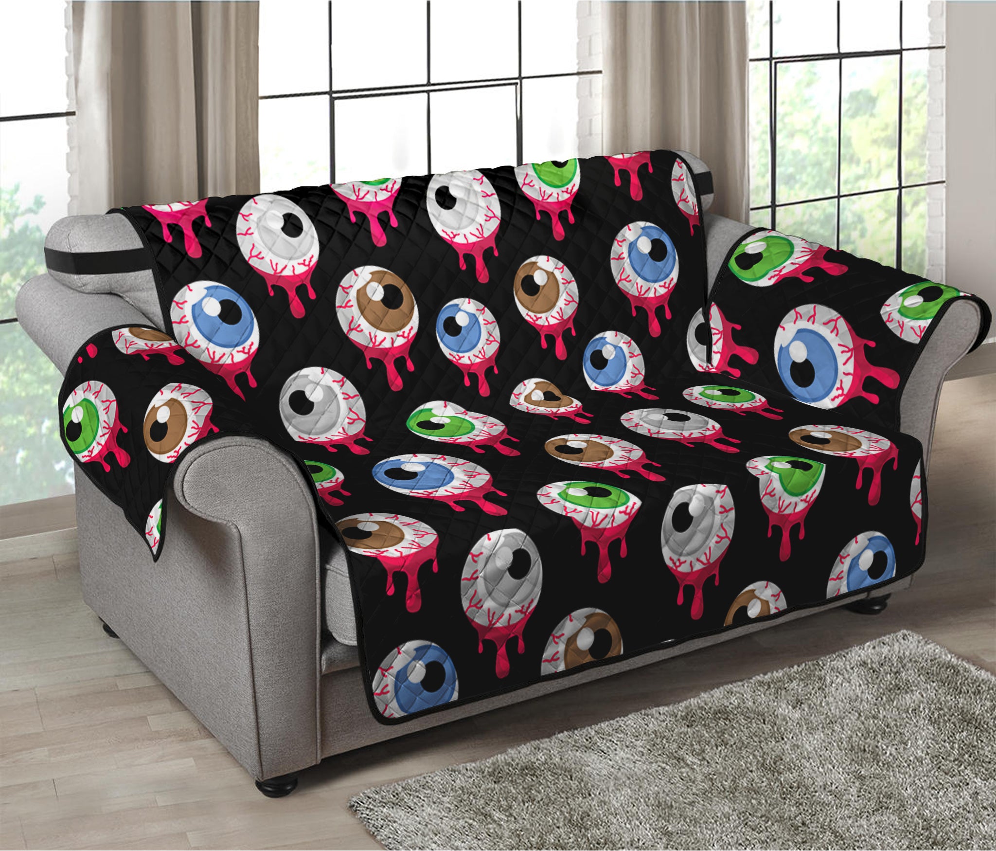 Bloody Eyeball Pattern Print Loveseat Protector