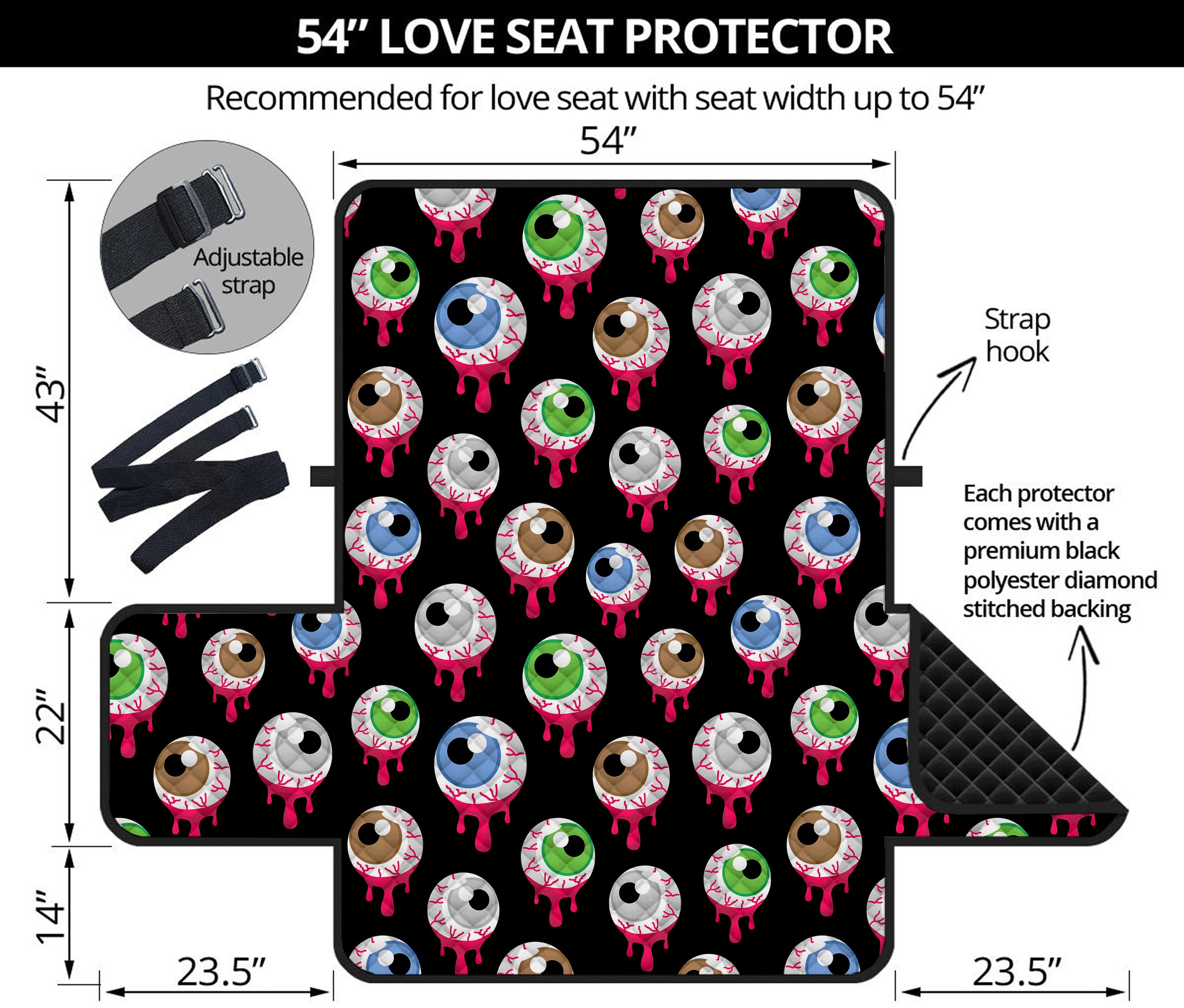 Bloody Eyeball Pattern Print Loveseat Protector