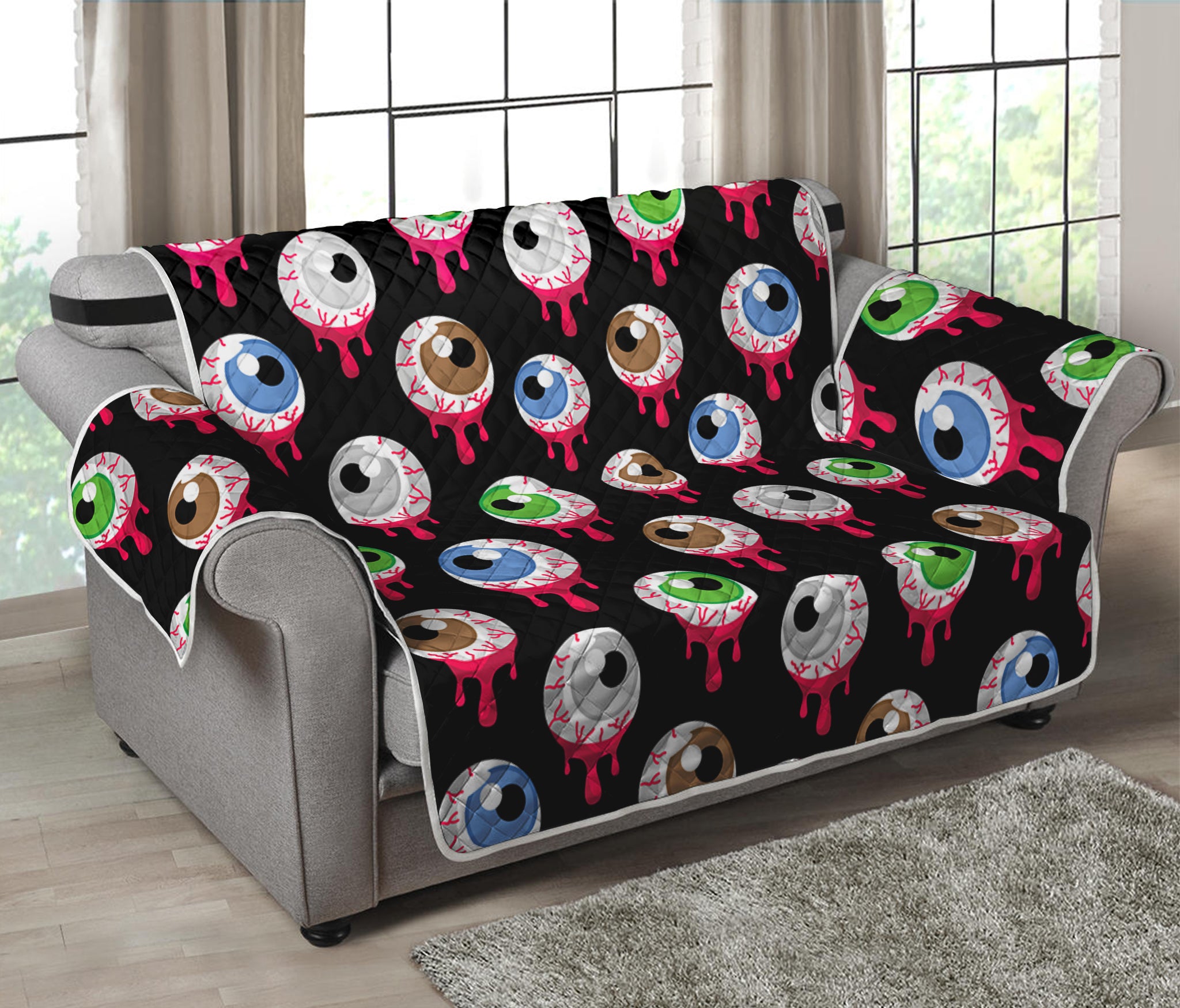 Bloody Eyeball Pattern Print Loveseat Protector