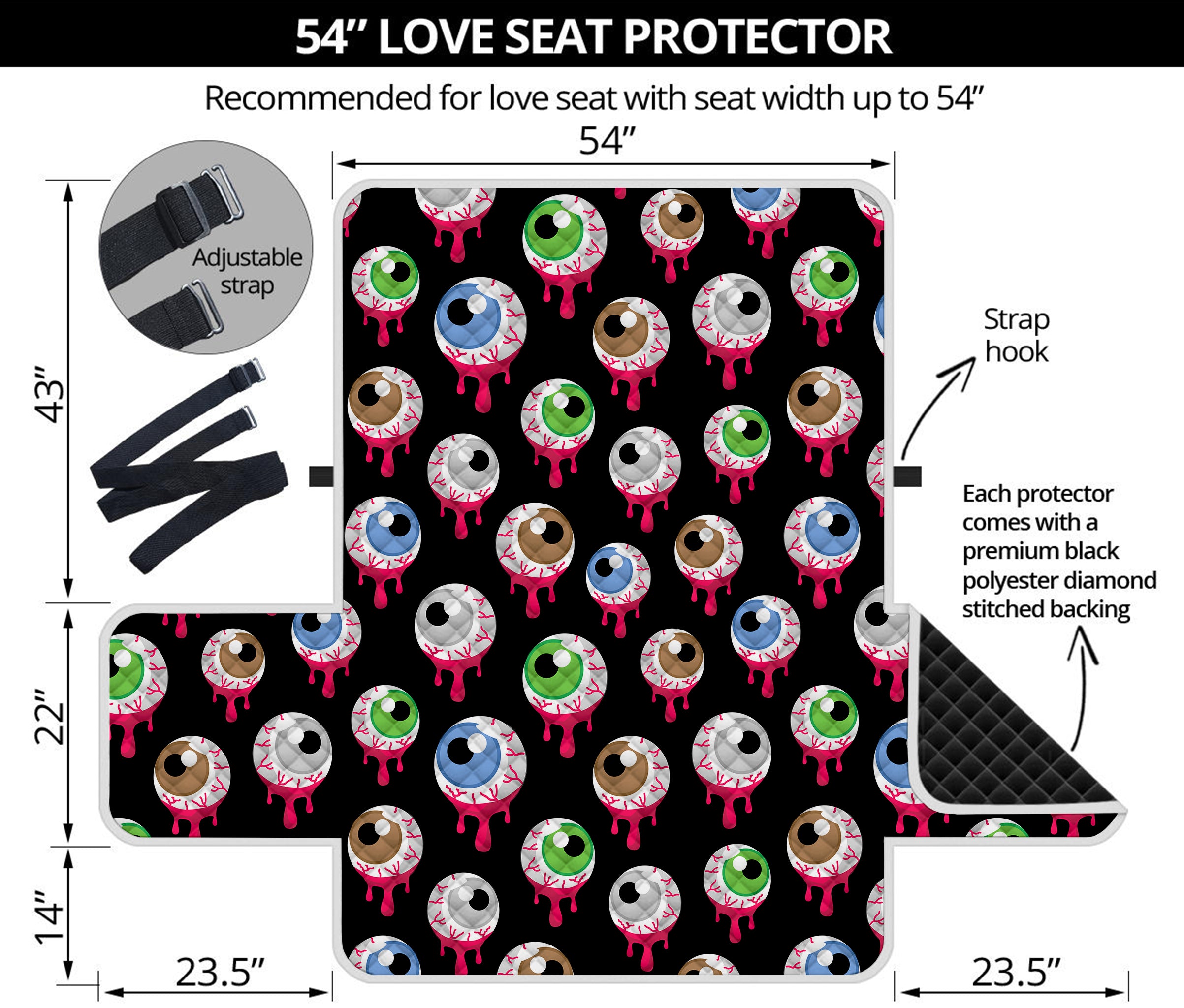 Bloody Eyeball Pattern Print Loveseat Protector