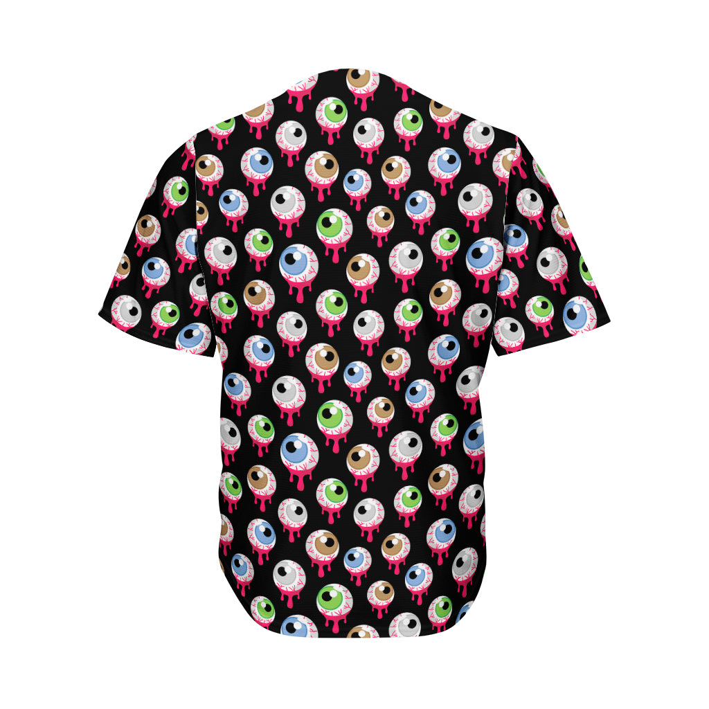 Bloody Eyeball Pattern Print Men's Baseball Jersey