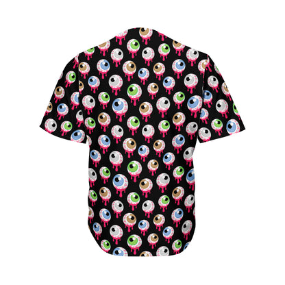 Bloody Eyeball Pattern Print Men's Baseball Jersey