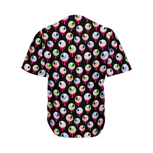 Bloody Eyeball Pattern Print Men's Baseball Jersey