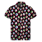 Bloody Eyeball Pattern Print Men's Short Sleeve Shirt