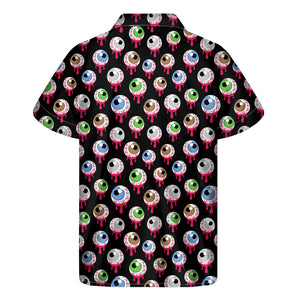 Bloody Eyeball Pattern Print Men's Short Sleeve Shirt