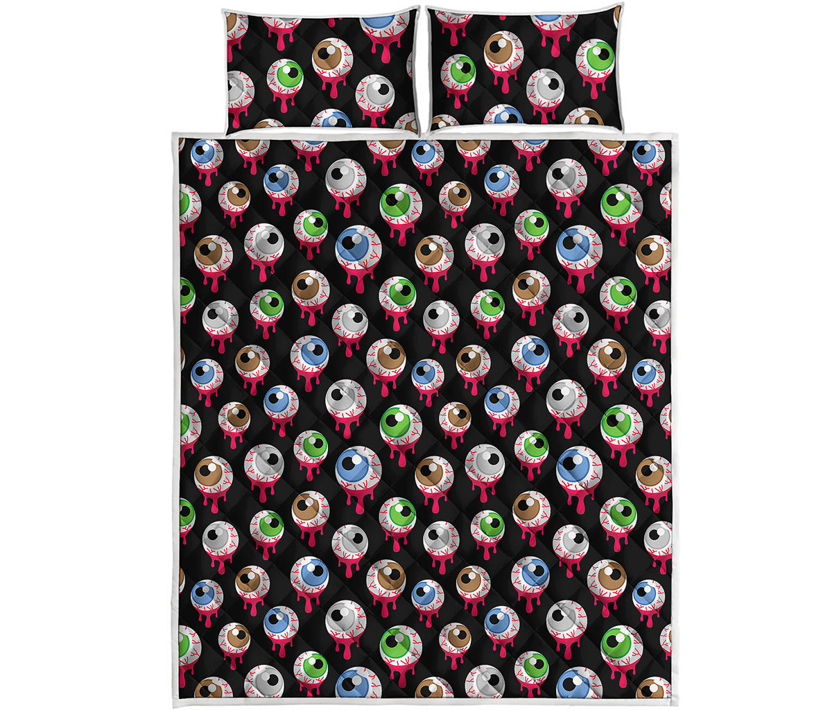 Bloody Eyeball Pattern Print Quilt Bed Set