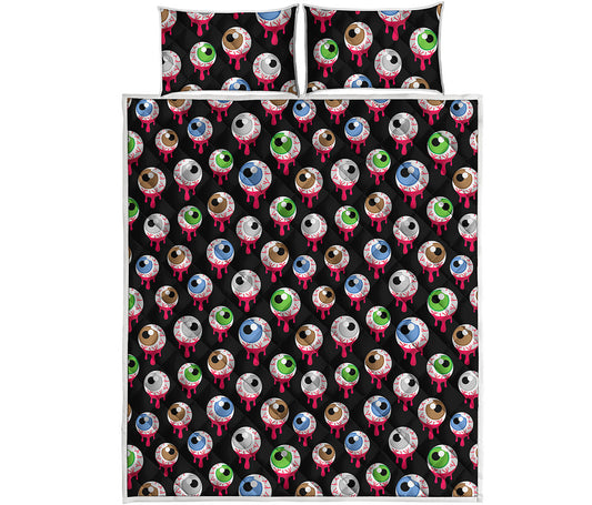 Bloody Eyeball Pattern Print Quilt Bed Set