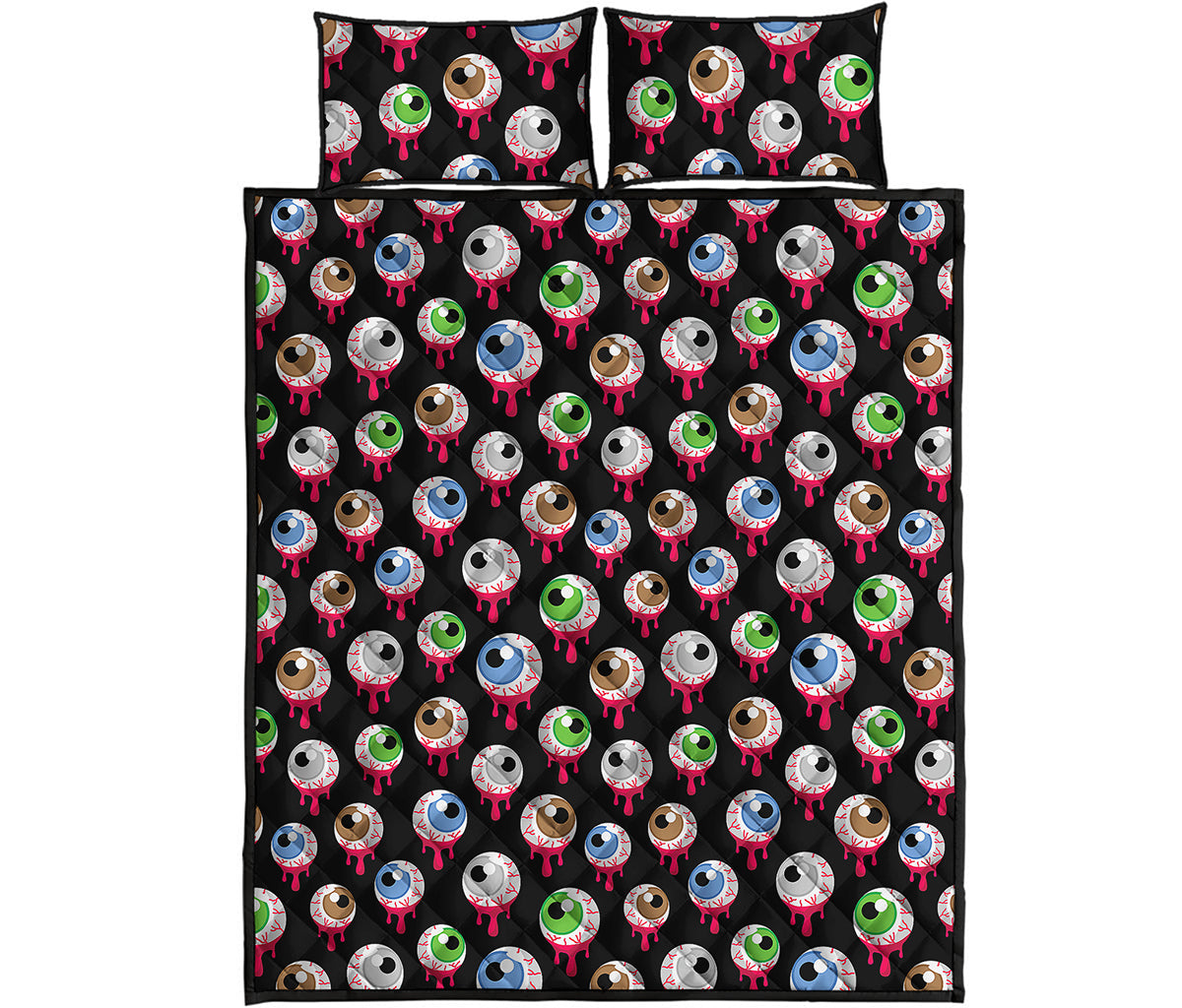 Bloody Eyeball Pattern Print Quilt Bed Set