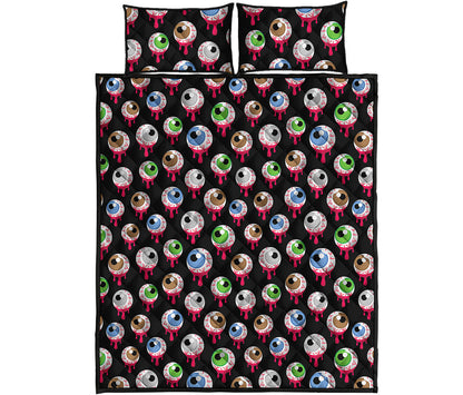 Bloody Eyeball Pattern Print Quilt Bed Set