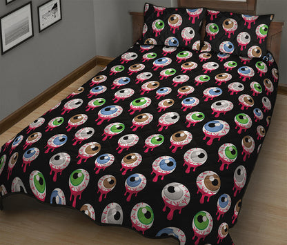Bloody Eyeball Pattern Print Quilt Bed Set