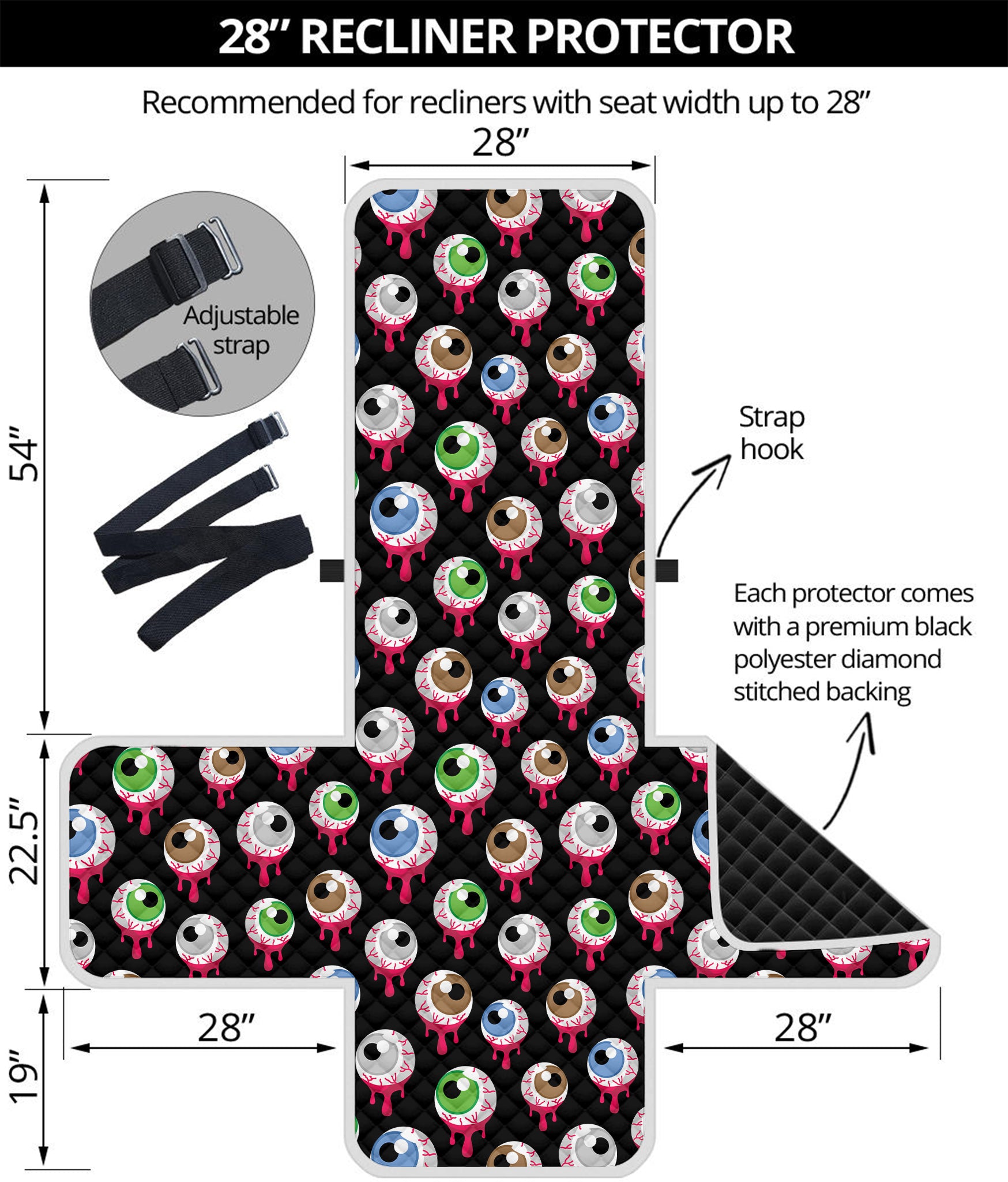 Bloody Eyeball Pattern Print Recliner Protector