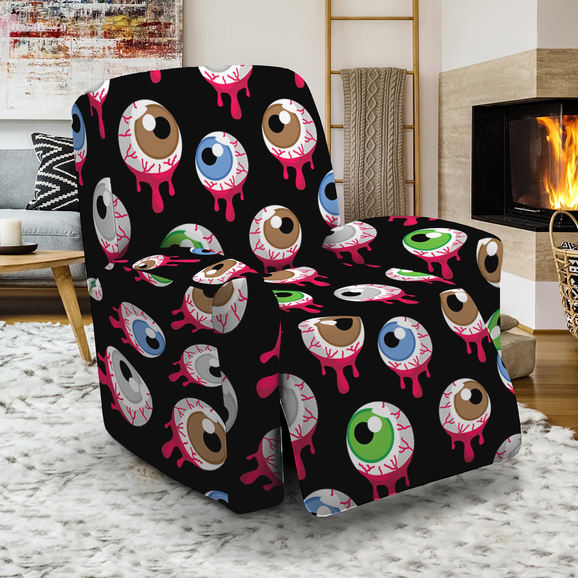 Bloody Eyeball Pattern Print Recliner Slipcover