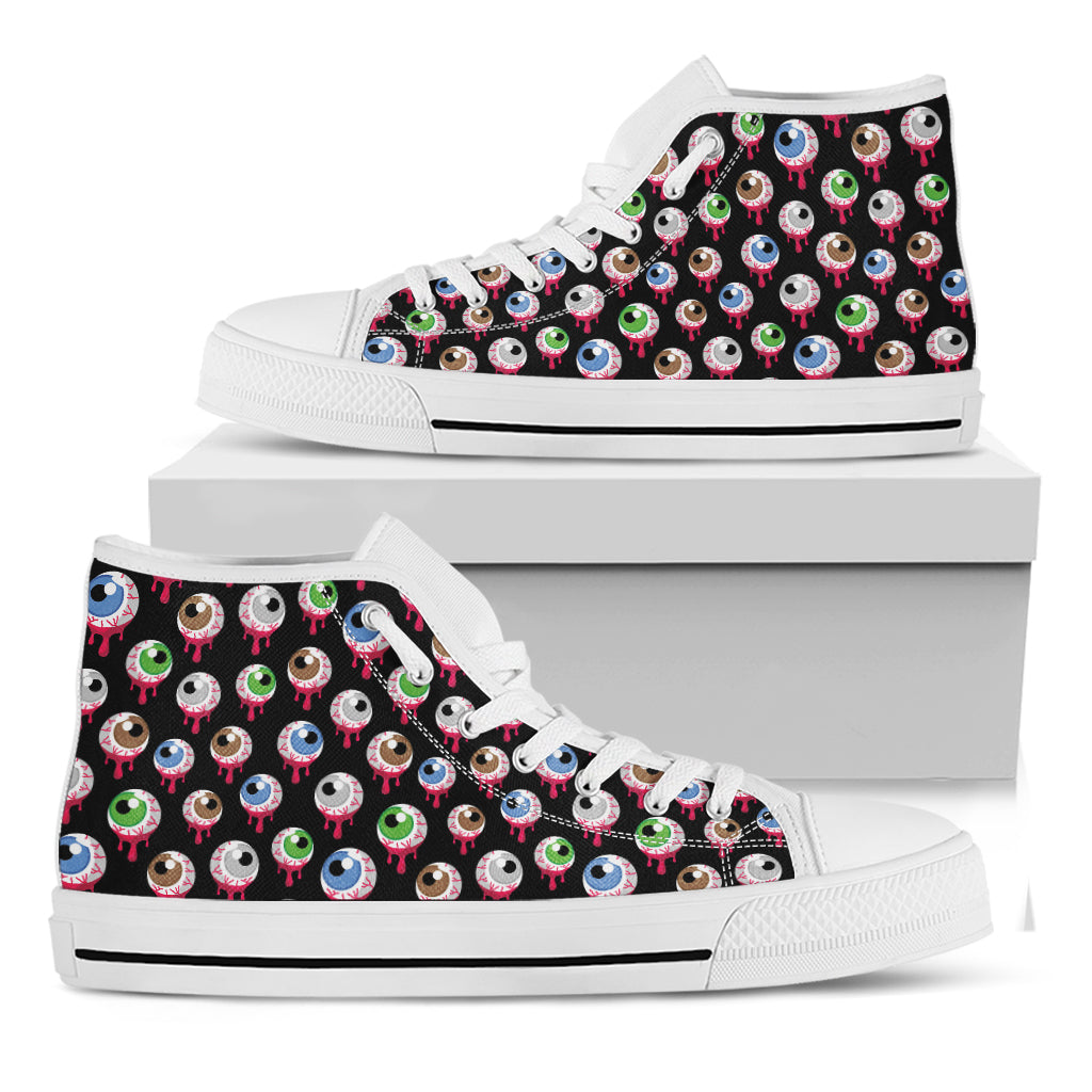 Bloody Eyeball Pattern Print White High Top Shoes