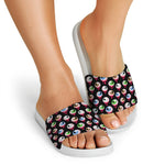 Bloody Eyeball Pattern Print White Slide Sandals