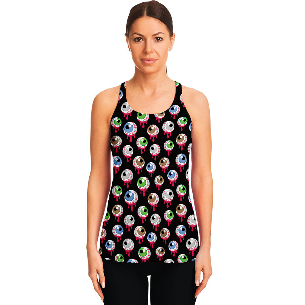 Bloody Eyeball Pattern Print Women's Racerback Tank Top