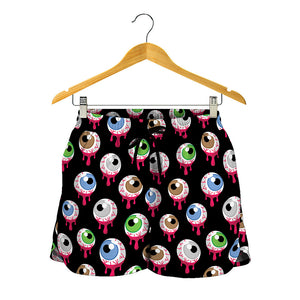 Bloody Eyeball Pattern Print Women's Shorts