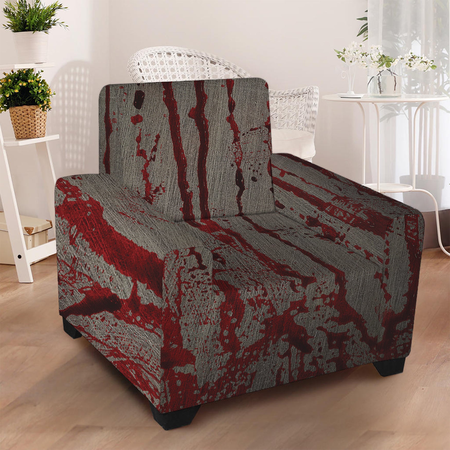 Bloody Metal Wall Print Armchair Slipcover