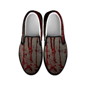 Bloody Metal Wall Print Black Slip On Shoes