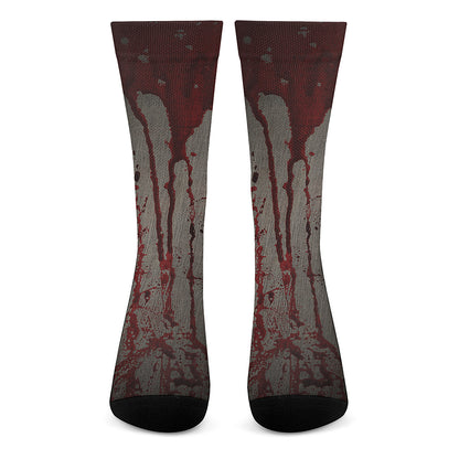 Bloody Metal Wall Print Crew Socks