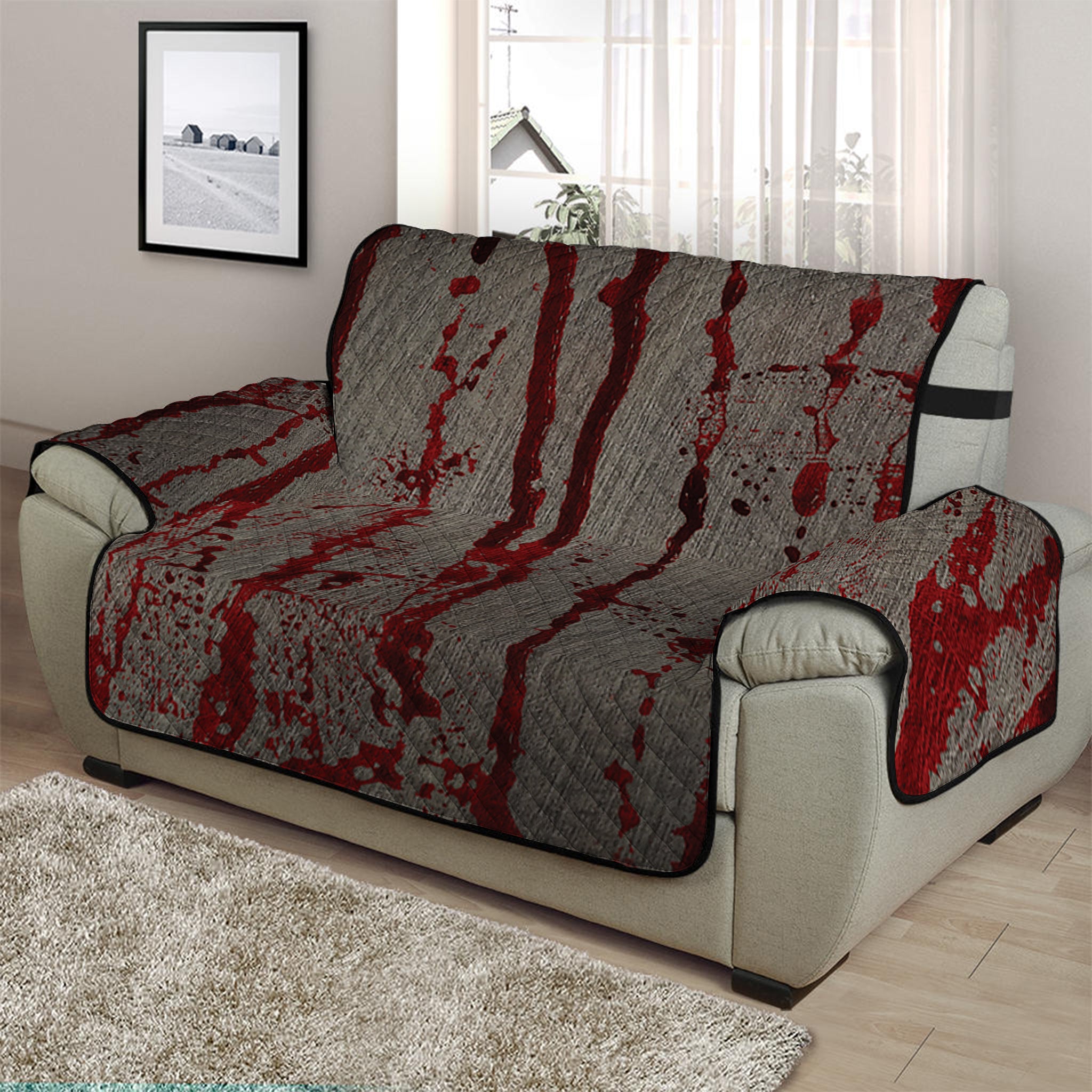 Bloody Metal Wall Print Half Sofa Protector