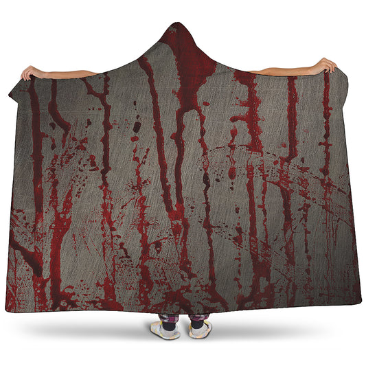 Bloody Metal Wall Print Hooded Blanket