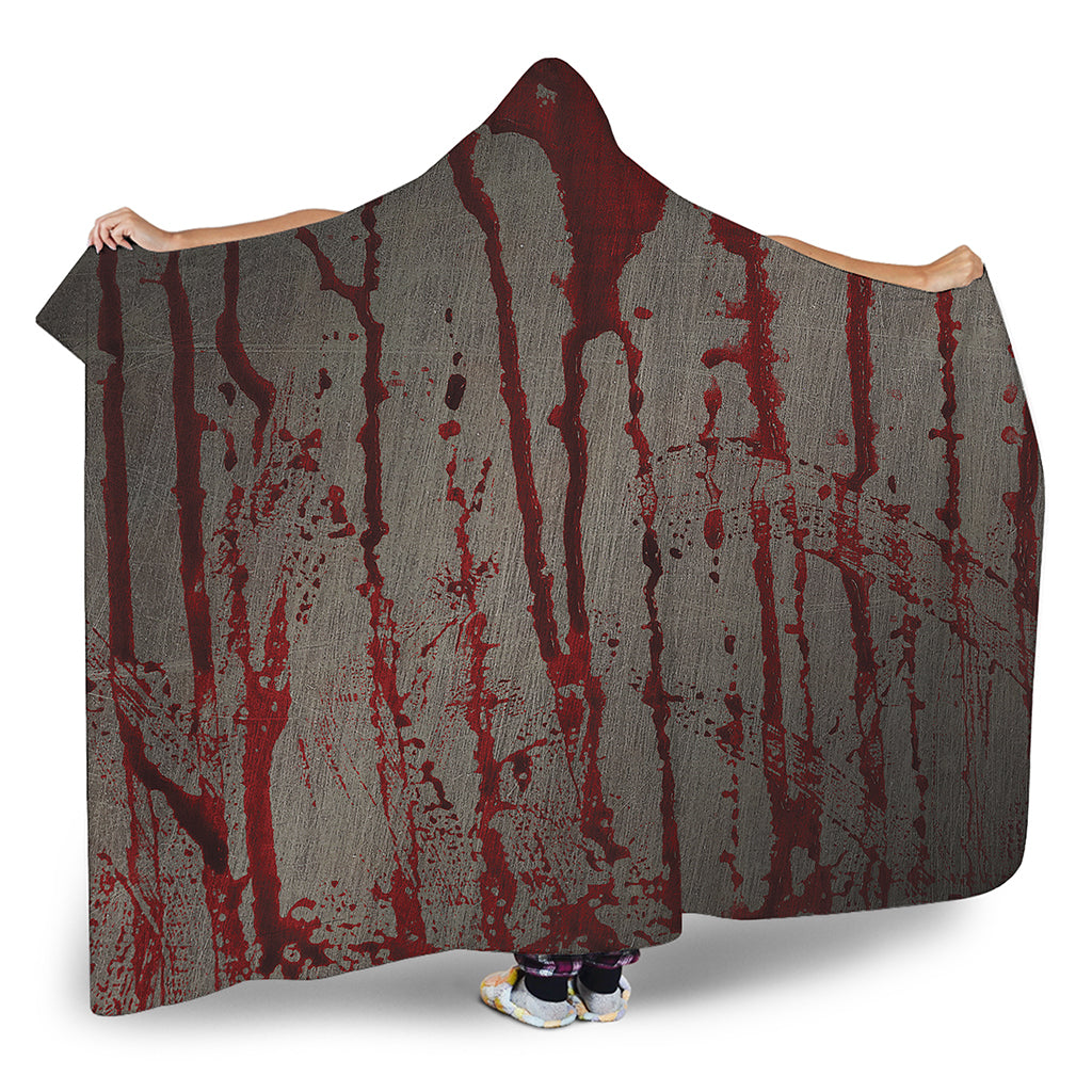 Bloody Metal Wall Print Hooded Blanket