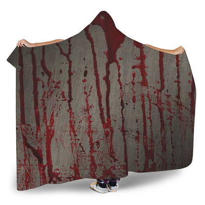 Bloody Metal Wall Print Hooded Blanket