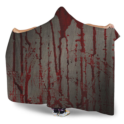 Bloody Metal Wall Print Hooded Blanket