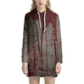 Bloody Metal Wall Print Pullover Hoodie Dress