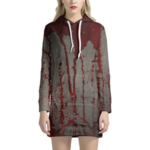 Bloody Metal Wall Print Hoodie Dress